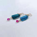 ローマングラスとルビーのピアス