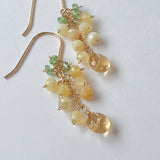 イエローオパールとシトリンとツァボライトのミニミモザピアス