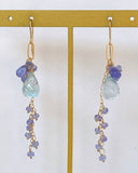 Large aquamarine and tanzanite long earrings