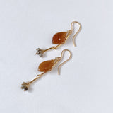 Golden shine moonstone and brown diamond earrings 