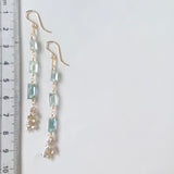 アクアマリンとアコヤケシパールのロングピアス