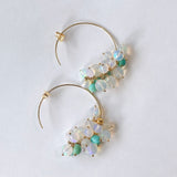 【YN様専用】ラウンドカットオパールとソノランターコイズのフープピアス