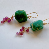 Russian Amazonite and Madagascar Sapphire Earrings Grape 