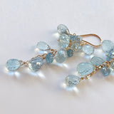 アクアマリンのふさふさピアス