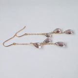 アフガニスタンフローライトのトリプルピアス　ピンク