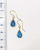 コンケーブカットロンドンブルートパーズの一粒ピアス