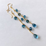 ロンドンブルートパーズのシャンデリアロングピアス