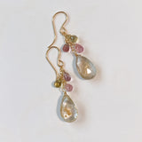 ゴールデンルチルクォーツとトルマリンのピアス