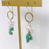 ラウンドカットオパールとソノランターコイズのリングピアス