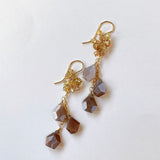 Chocolate moonstone and natural zircon earrings