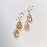 ゴールデンルチルクォーツのダブルピアス