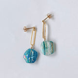 ローマングラスのオーバルリングピアス