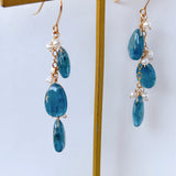 カイヤナイトと淡水パールのピアス