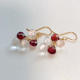 ローズクォーツとロードライトガーネットのピアス