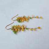 イエローオパールとシトリンとビアクォーツ、ツァボライトのミモザピアス