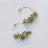 モルダバイトとハーキマークォーツのフープピアス