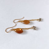 Golden shine moonstone and brown diamond earrings 