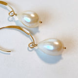 Single large drop freshwater pearl earrings 