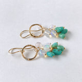 ラウンドカットオパールとソノランターコイズのリングピアス