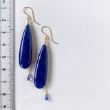 大きなラピスラズリと小さなタンザナイトのドロップピアス