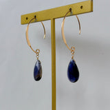 アイオライトの一粒ピアス　マーキスフック