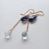 アイオライトとアクアマリンのピアス