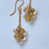 ルチルクォーツのバーチェーンピアス