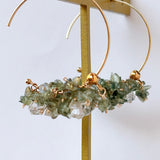 モルダバイトとハーキマークォーツのフープピアス