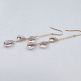 アフガニスタンフローライトのトリプルピアス　ピンク