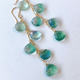 フローライトの五連ロングピアス　グリーン
