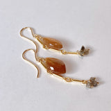 Golden shine moonstone and brown diamond earrings 