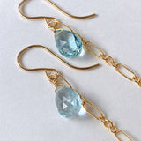 アクアマリンのダブルロングピアス