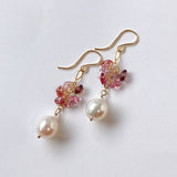 Akoya baroque and spinel bouquet earrings