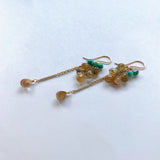 ルチルクォーツとソノランターコイズのシャンデリアピアス