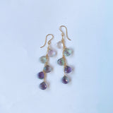 フローライトの五連ロングピアス　パープル