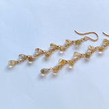 ルチルクォーツのシャンデリアピアス