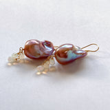 Oyster baroque pearl and opal earrings