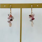 トパーズとスピネルのブーケピアス