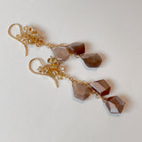 Chocolate moonstone and natural zircon earrings