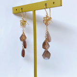 Chocolate moonstone and natural zircon earrings