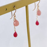 Delicate rhodochrosite and ruby ​​earrings from Peru 