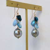 South sea pearl blue bouquet earrings 