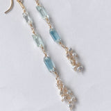 アクアマリンとアコヤケシパールのロングピアス