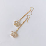 butterfly pearl bar chain earrings 