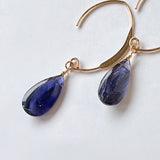 アイオライトの一粒ピアス　マーキスフック