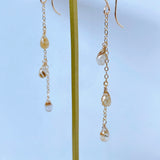 ルチルクォーツの3連ピアス