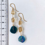 ローマングラスとトパーズピアス