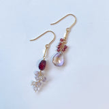 アメトリンとガーネットのアシンメトリーピアス