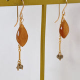 Golden shine moonstone and brown diamond earrings 