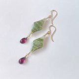 グリーンジャスパーとロードライトガーネットのピアス